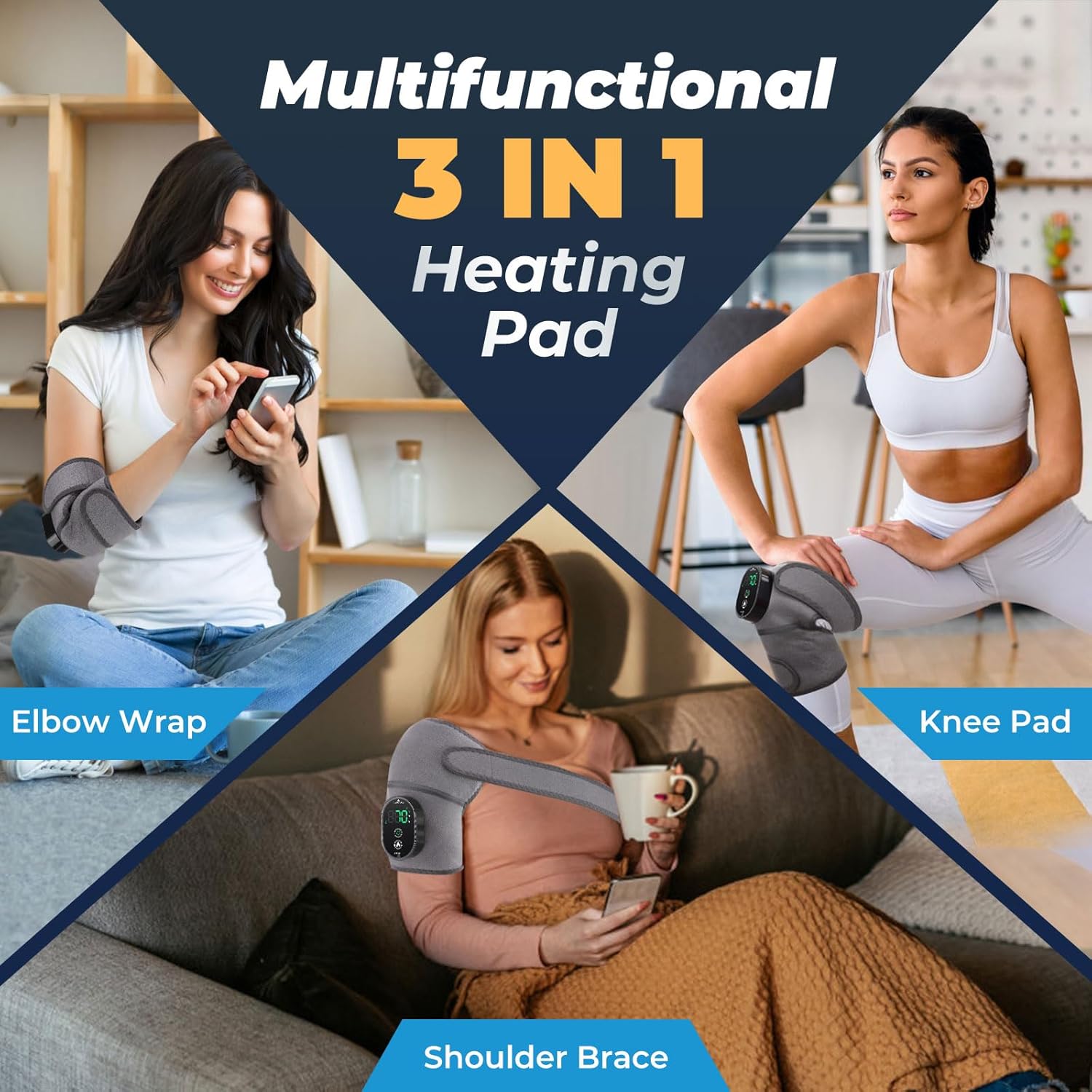3-in-1 Heated Vibration Massager – Knee/Elbow/Shoulder