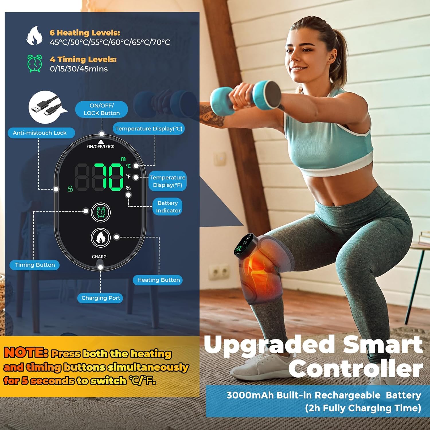 3-in-1 Heated Vibration Massager – Knee/Elbow/Shoulder